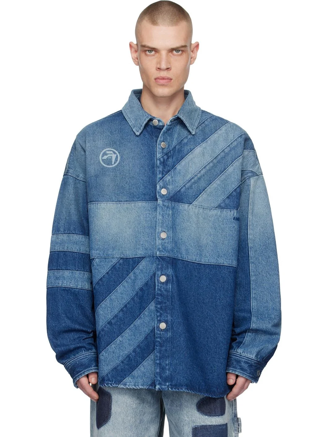 Indigo Patchwork Denim Shirt - 1