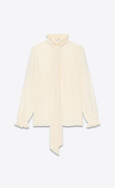 SAINT LAURENT lavallière-neck frilled blouse in crepe de chine outlook