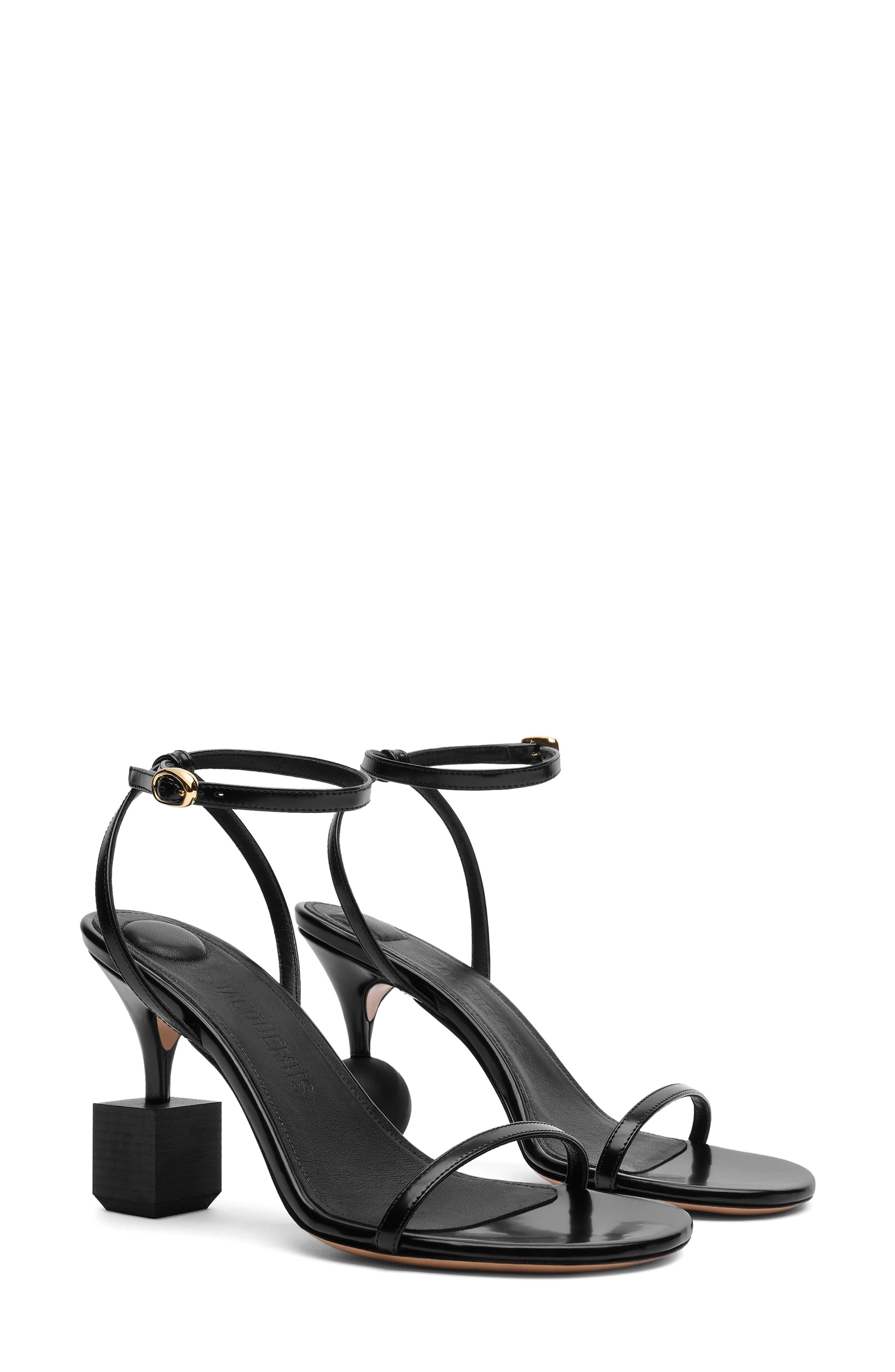 Jacquemus Les Sandales Bisou Mismatched Ankle Strap Sandal in Black at Nordstrom - 1
