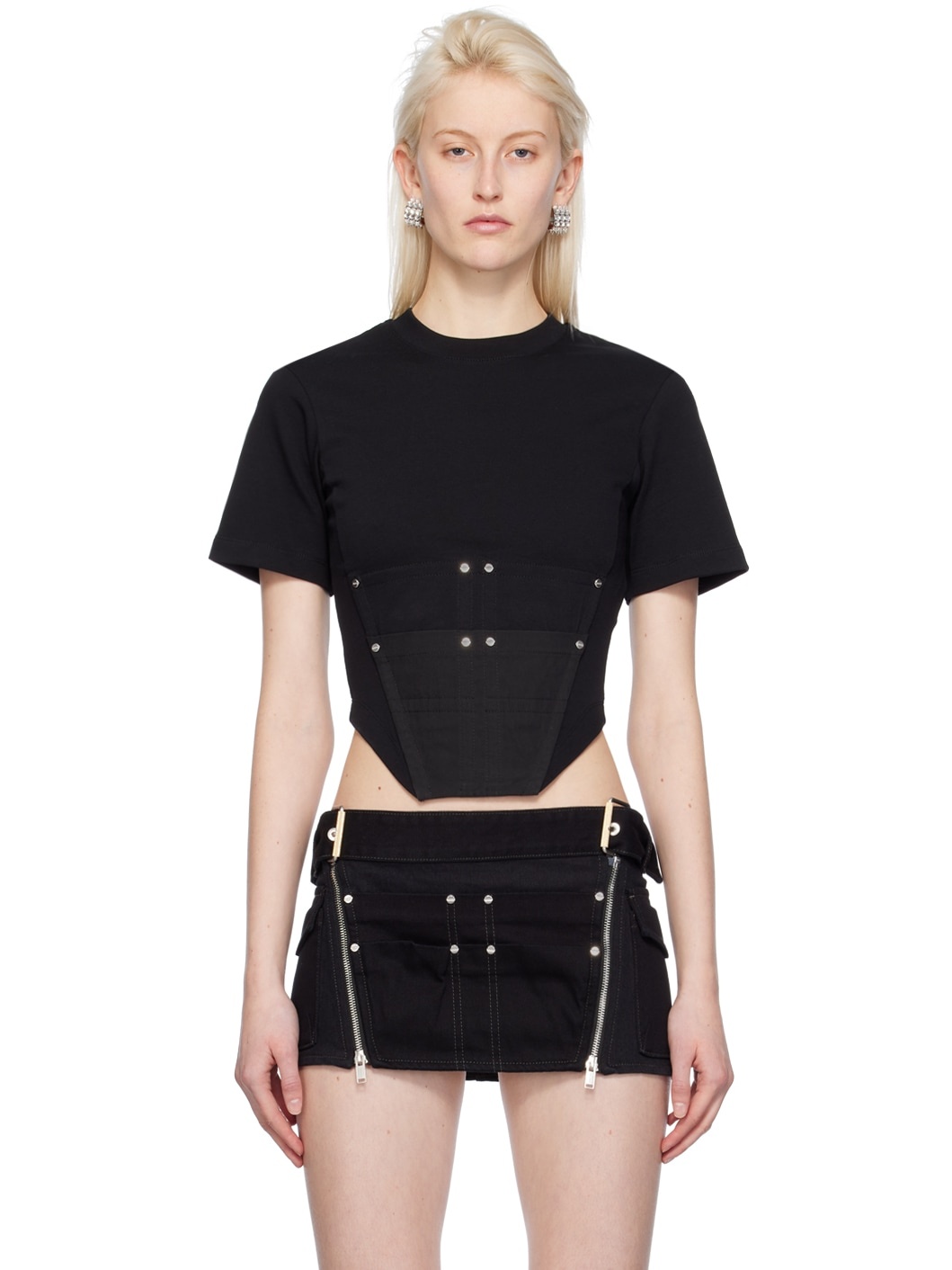 Black Workwear Corset T-Shirt - 1