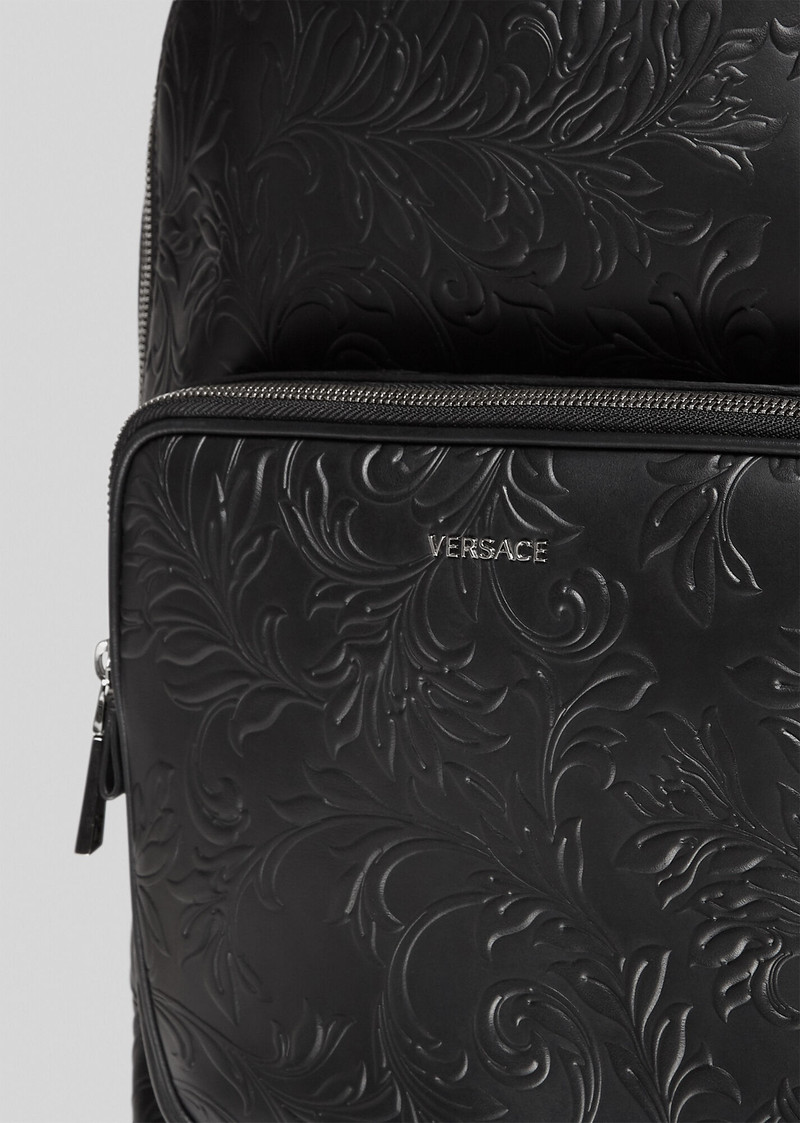 Embossed Barocco Leather Backpack 5