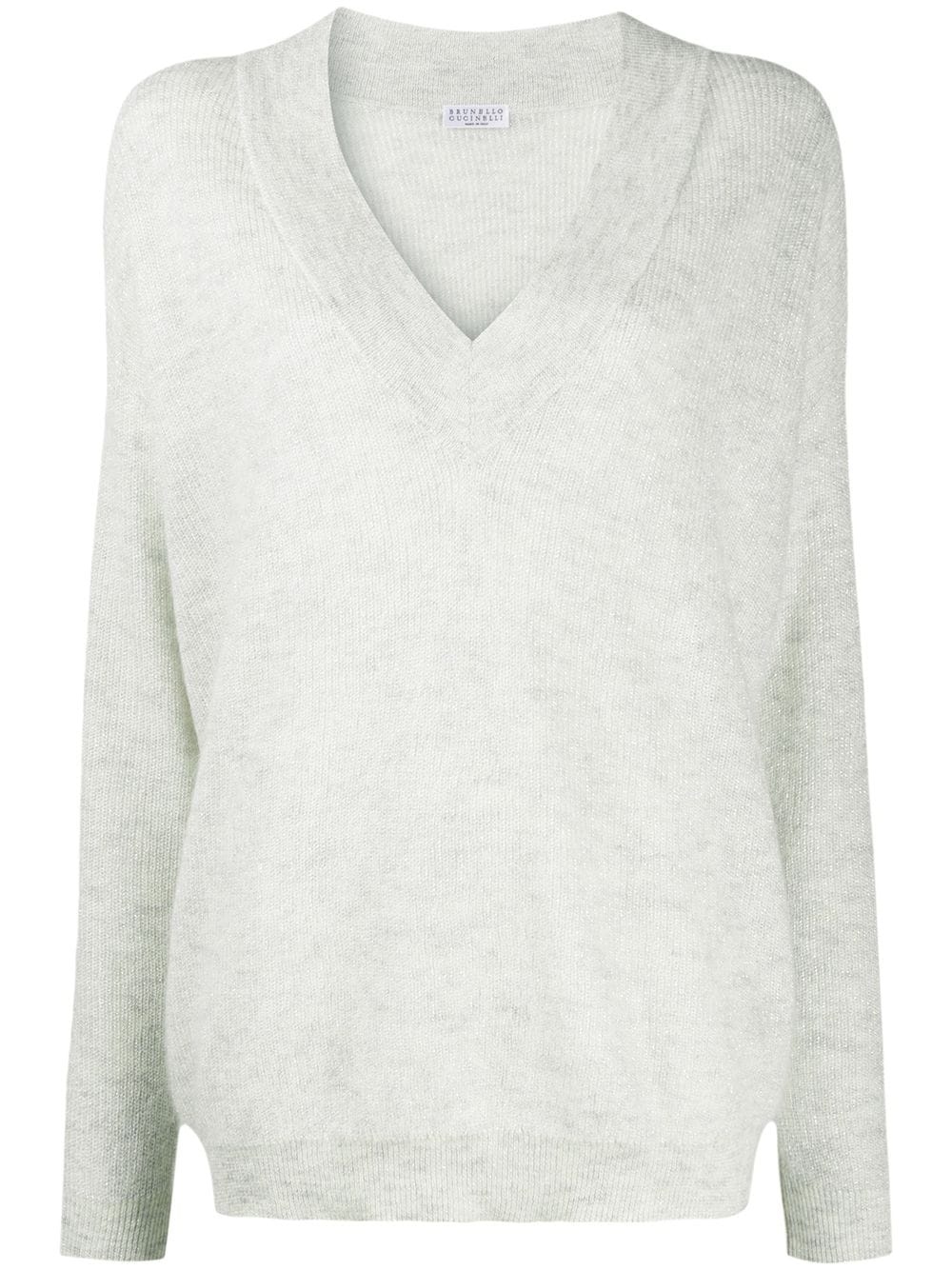 fine knit v-neck sweater - 1