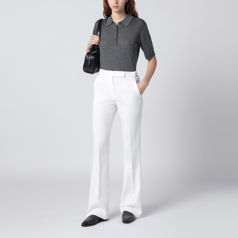 Max Mara Optical white slim trousers in crêpe canvas outlook
