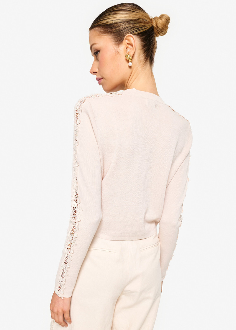 GARCIA LACE TRIM CARDIGAN BONE 5