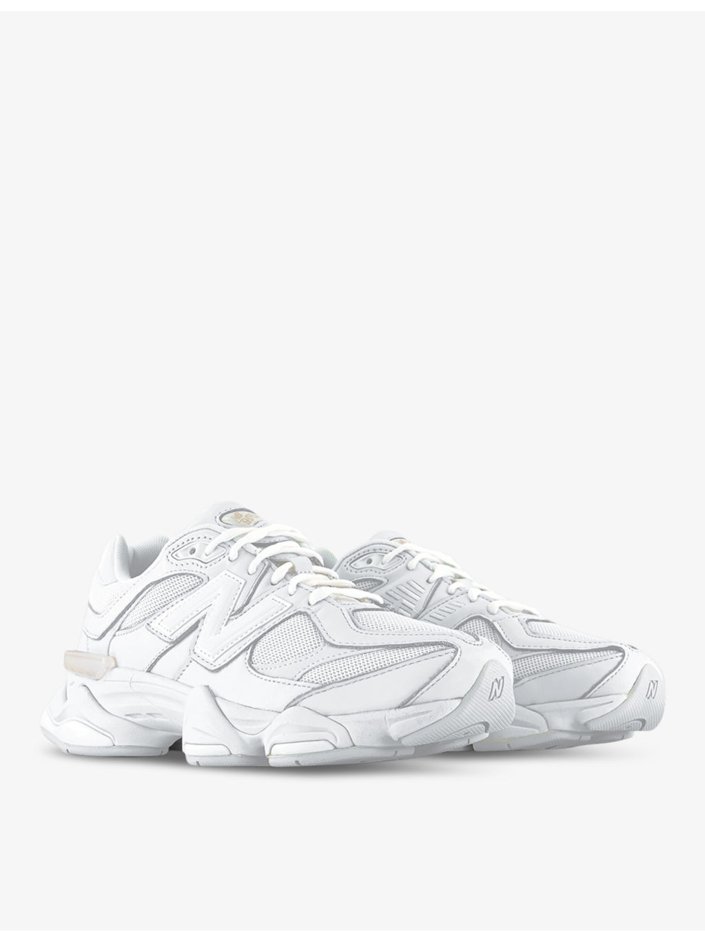 9060 brand-patch leather and mesh low-top trainers - 3