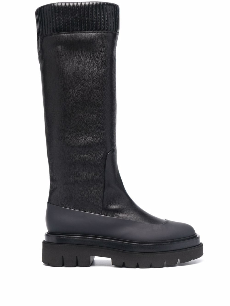 ribbed leather knee-high boots 1