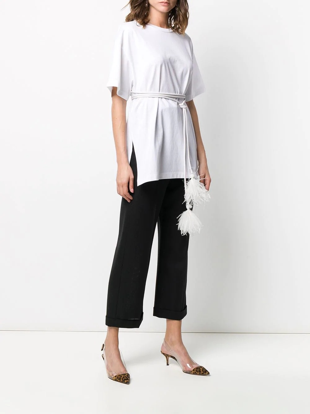 belted oversized short-sleeved T-shirt - 3