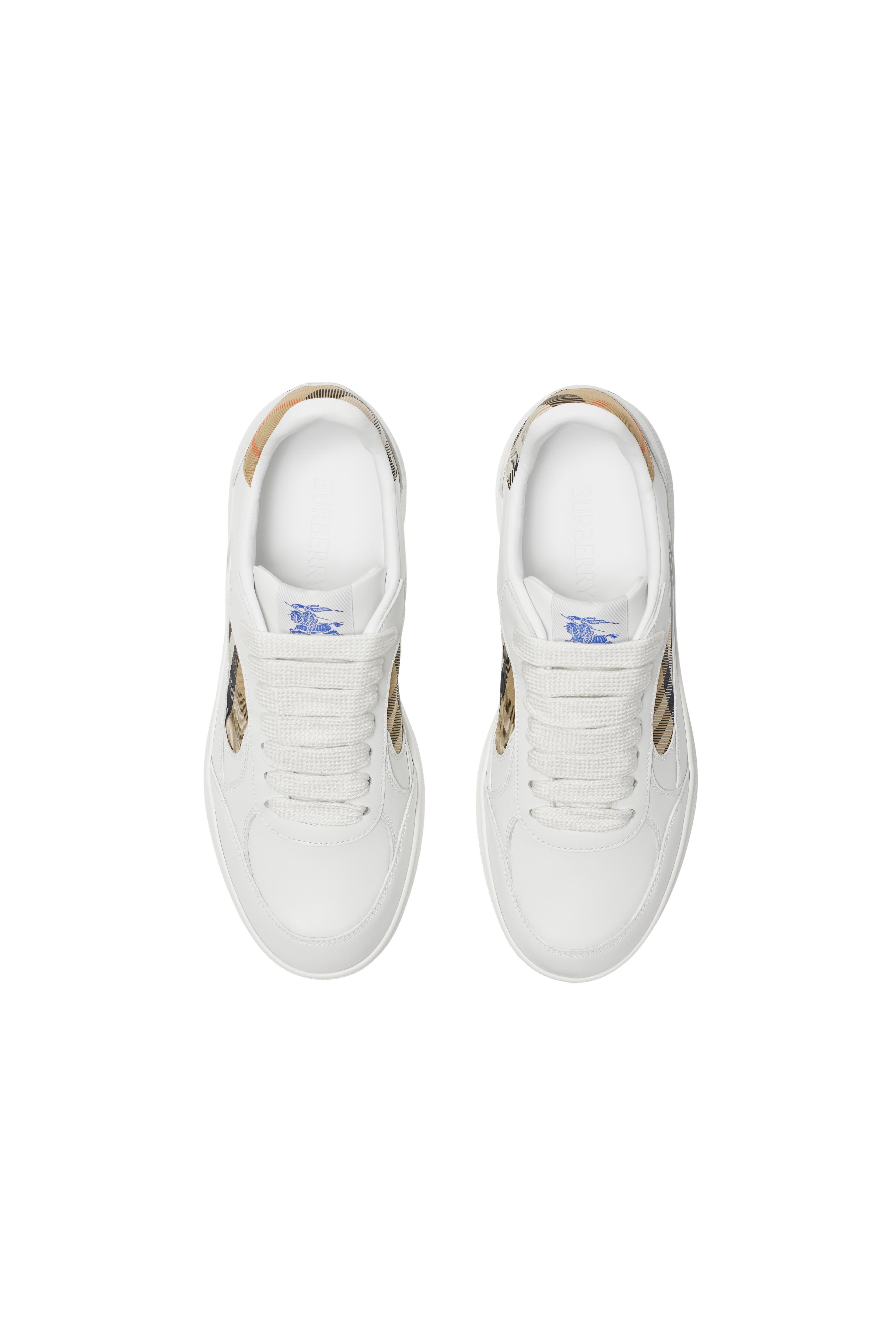 burberry Leather and Check Terrace Sneakers in White/sand at Nordstrom - 5