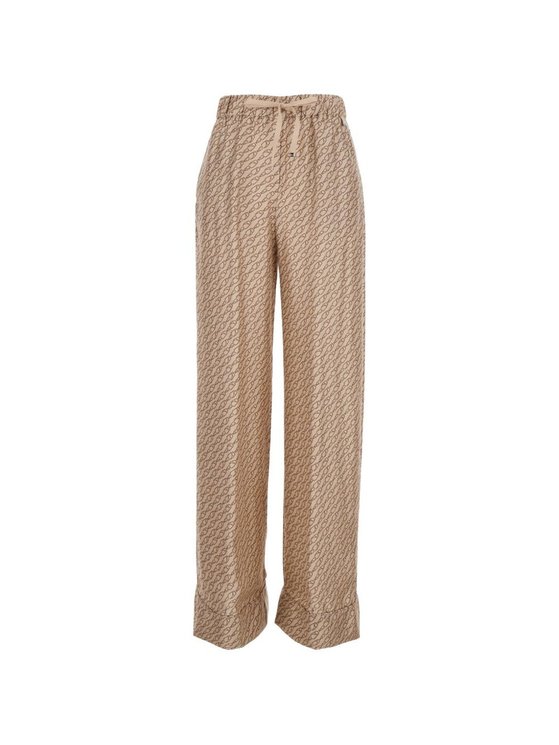 patterned drawstring-fastening trousers 1