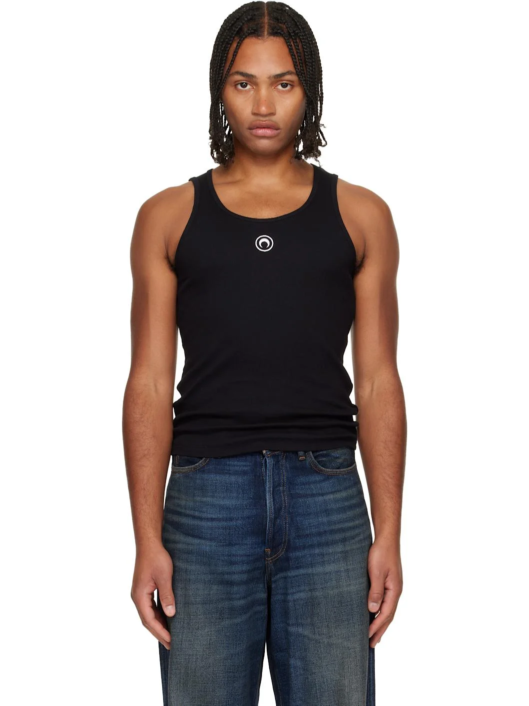 Black Moon Logo Ribbed Jersey Tank Top - 1