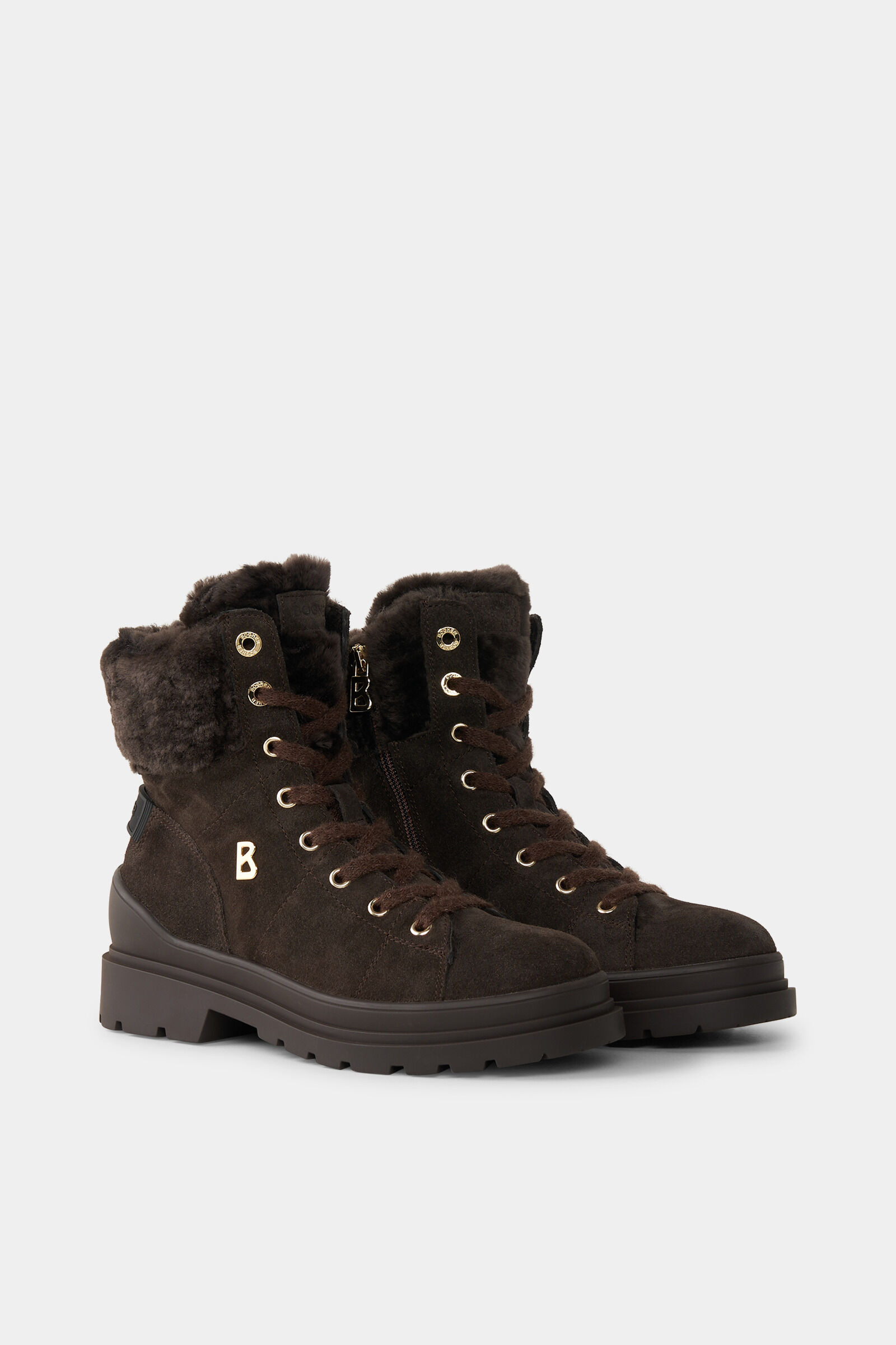 St. Moritz lace-up boots with spikes in Chocolate - 4