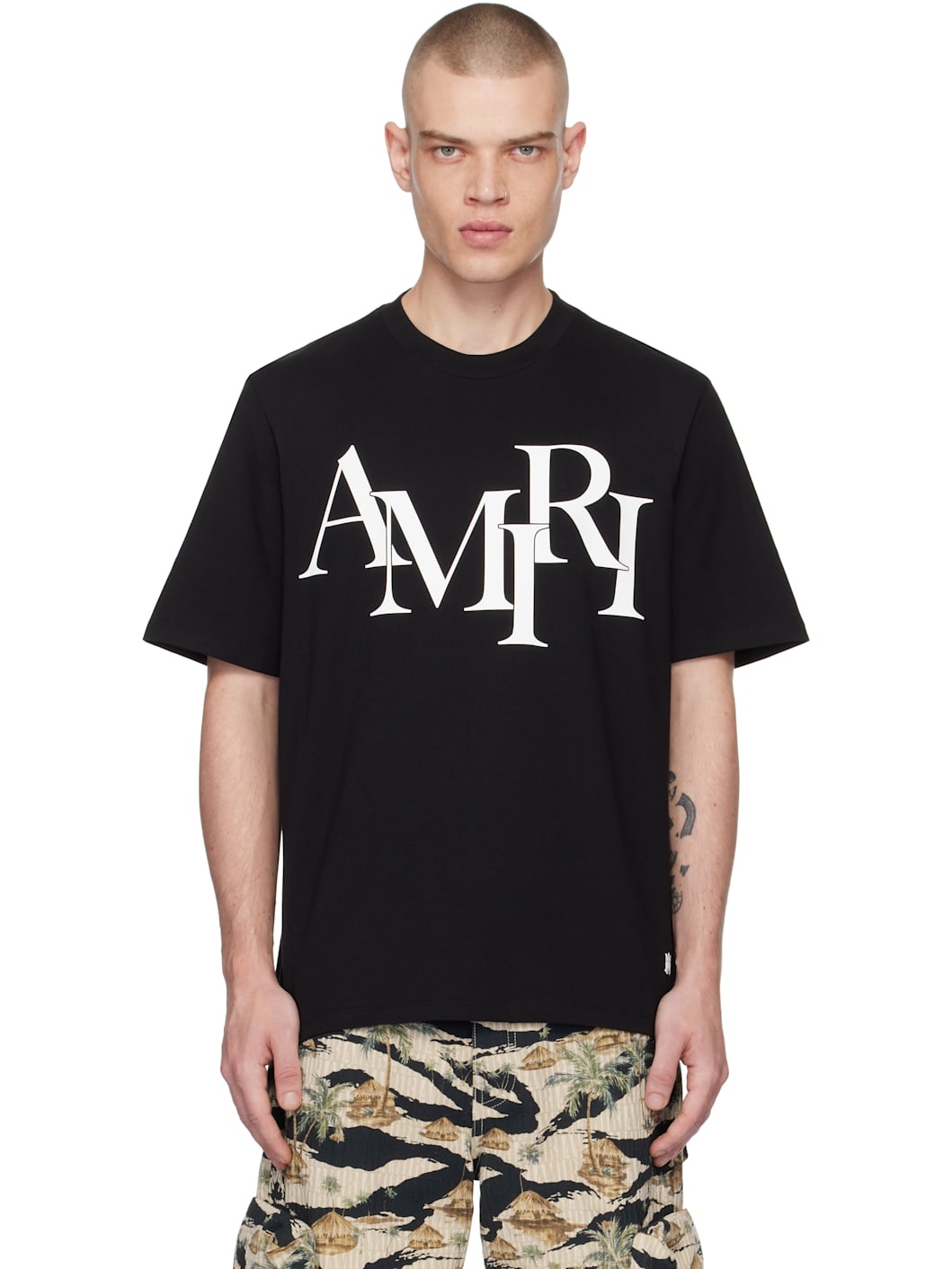 Black 'AMIRI' Staggered Logo T-shirt - 1