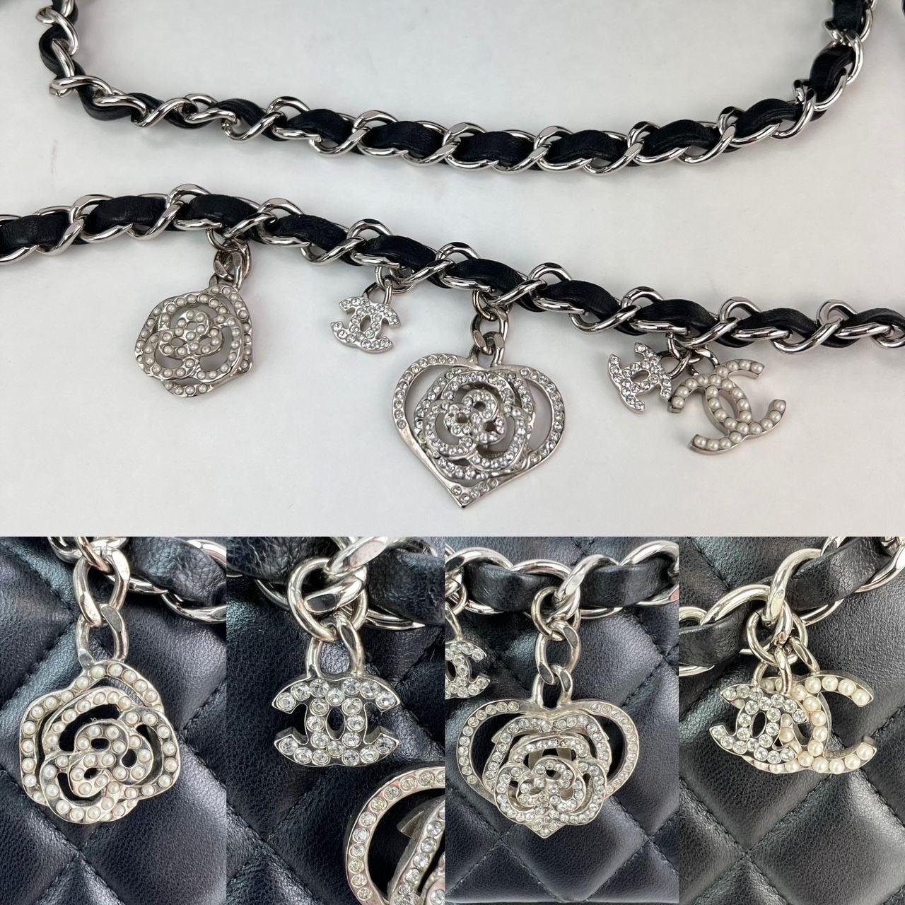 Chanel Quilted Lambskin Valentine Crystal Charms Medium Single Flap Black Bag - 5