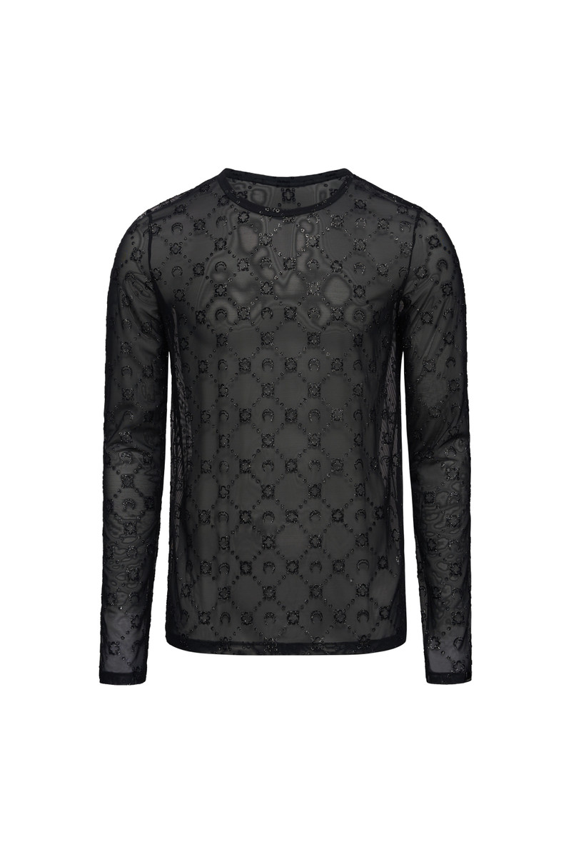 Mesh Flock Glitter Crewneck Jumper - 1