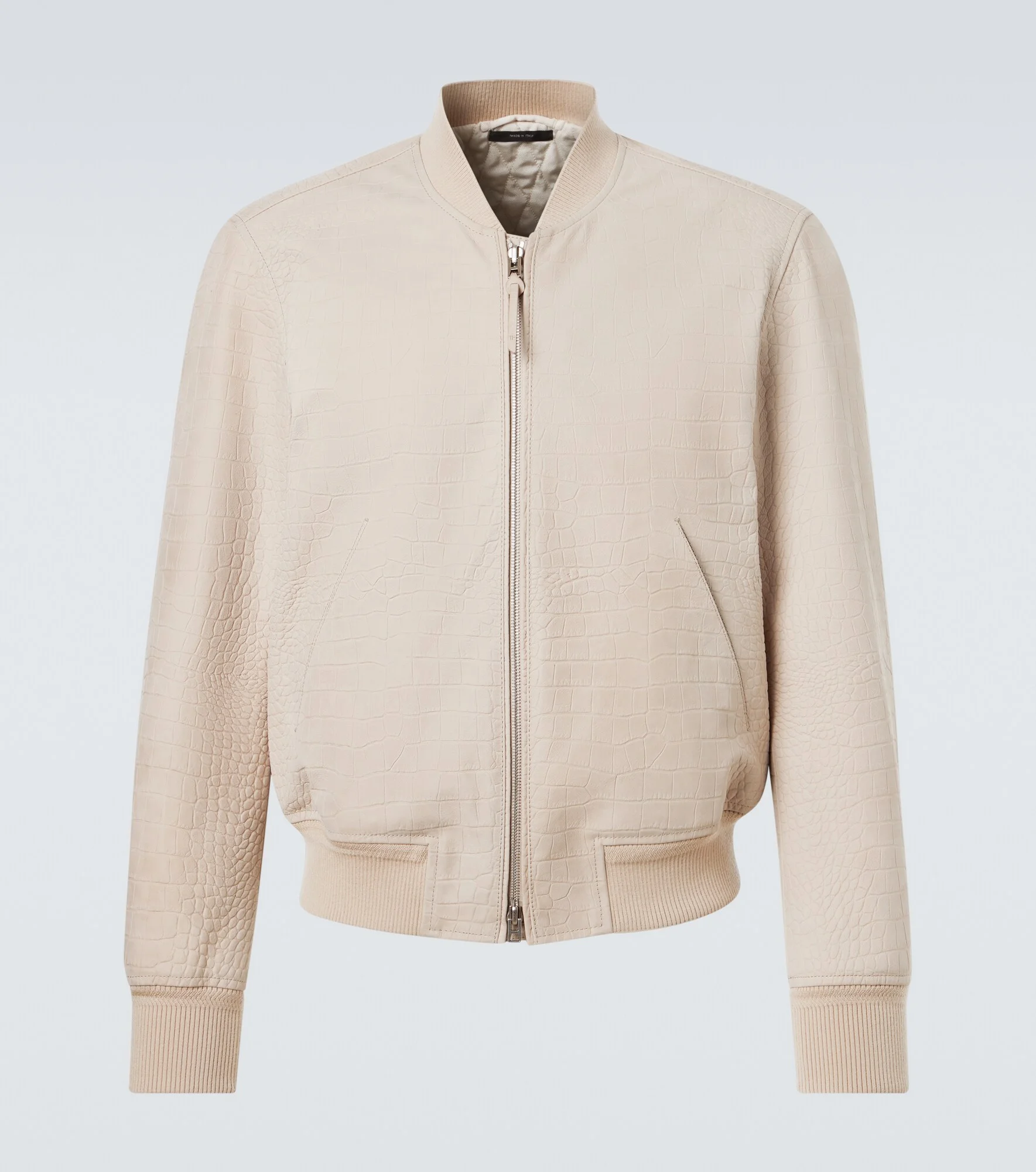 Printed leather bomber jacket - 1