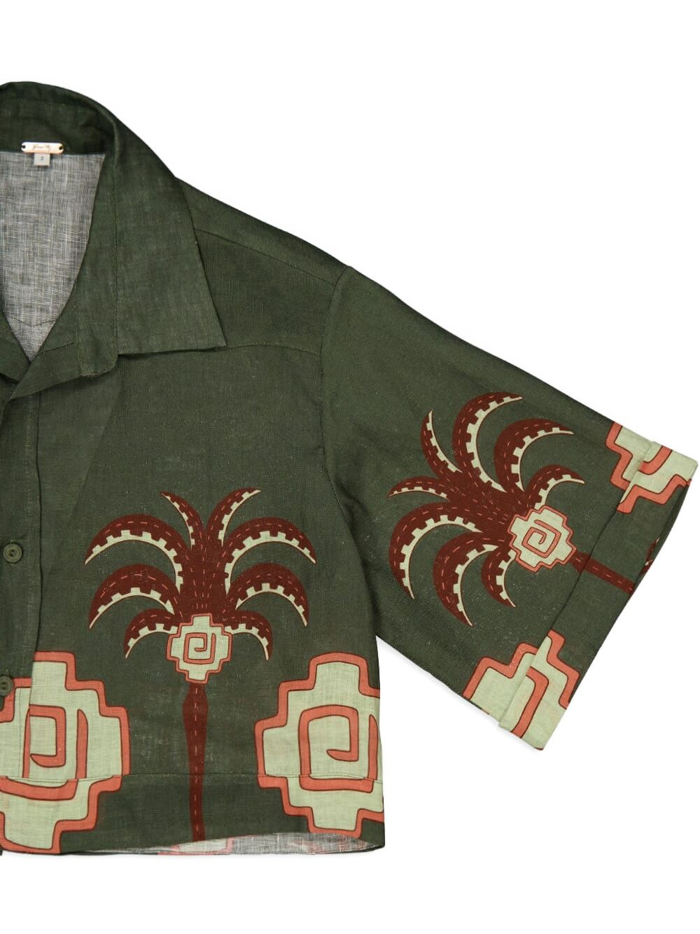 palm-tree print linen shirt - 3