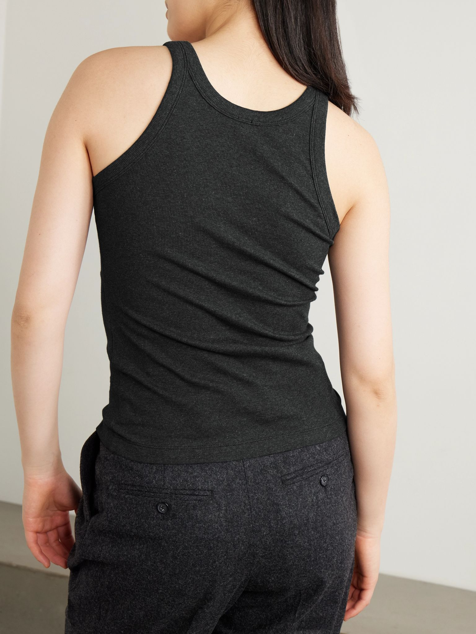 Ribbed organic cotton-blend jersey tank Gray - 4