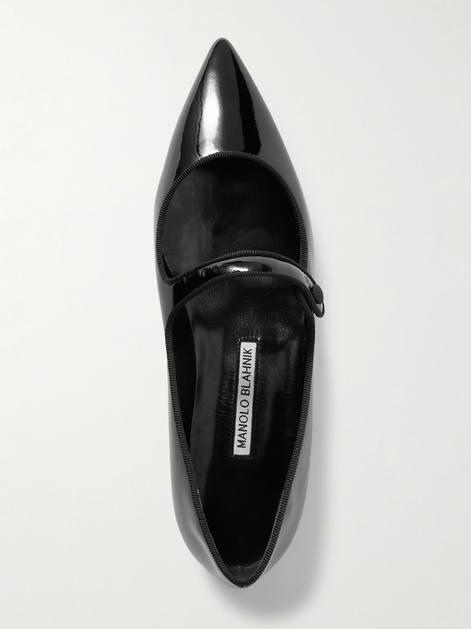 Campari grosgrain-trimmed patent-leather ballet flats Black - 5