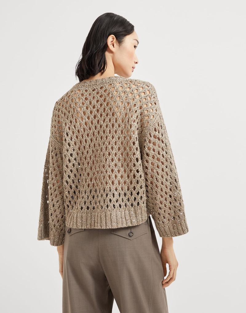 Brunello Cucinelli Silk and linen dazzling net sweater outlook