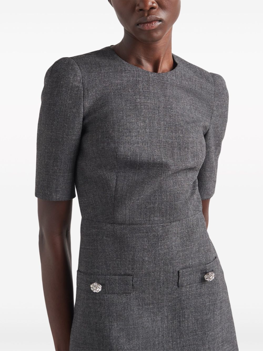 button-embellished virgin wool miniress - 4