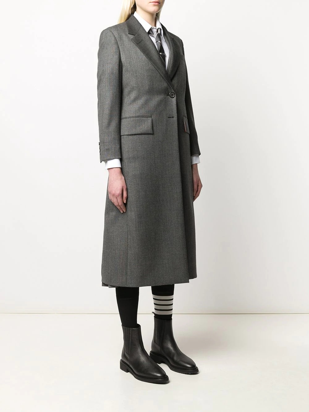 wide lapel wool overcoat - 3