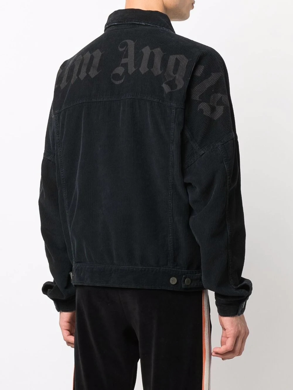 logo-print logo-patch corduroy jacket - 4