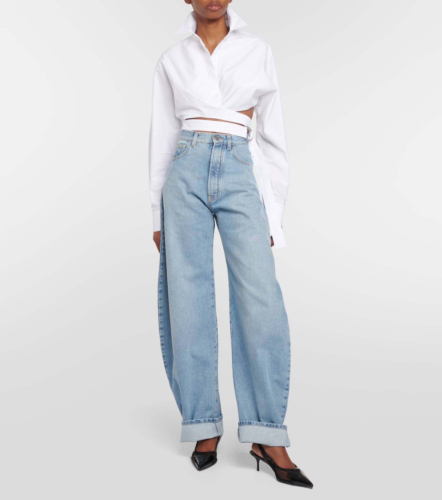 Cropped cotton poplin shirt - 2