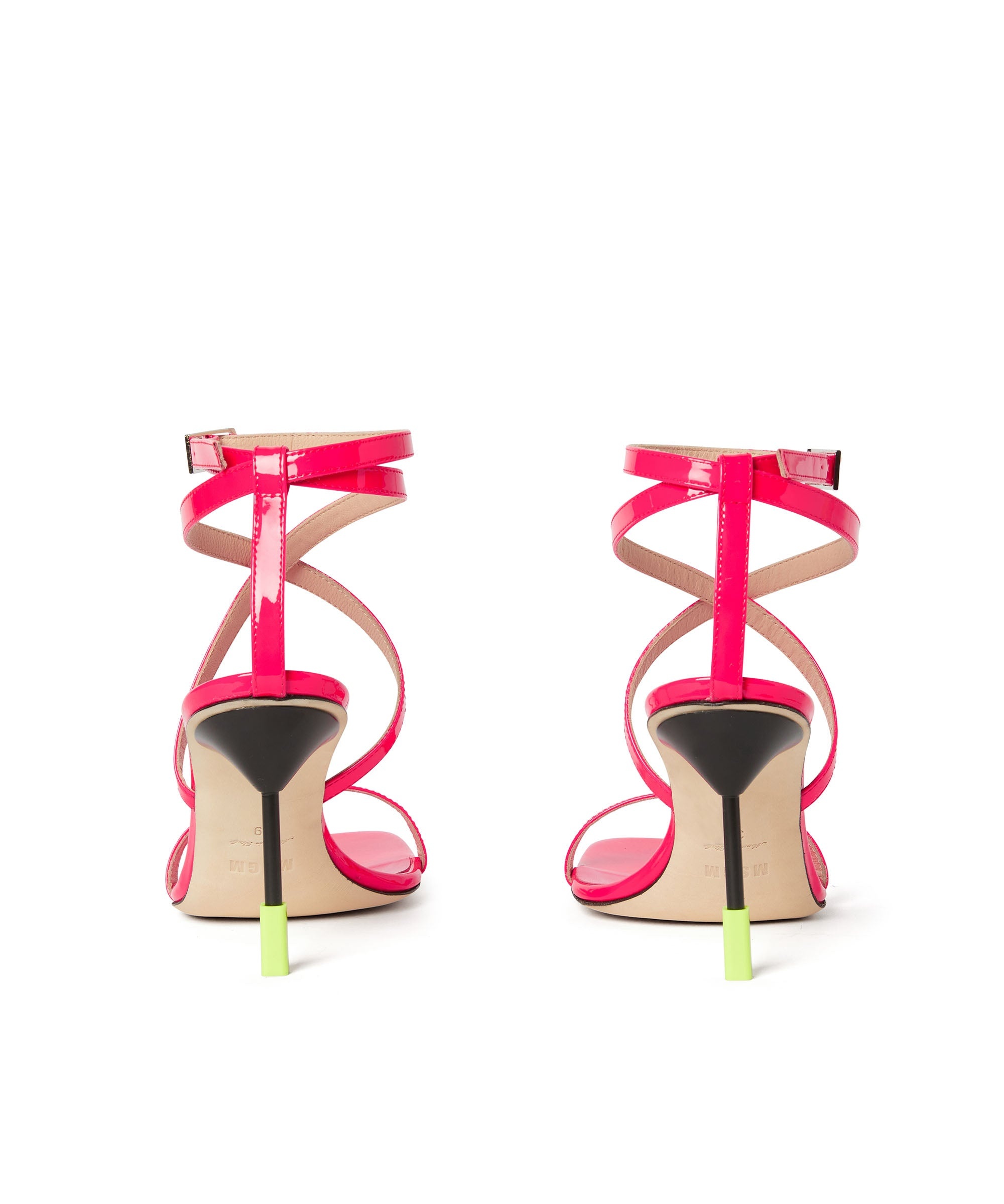 Multicolor heeled leather sandals with tubed straps - 3