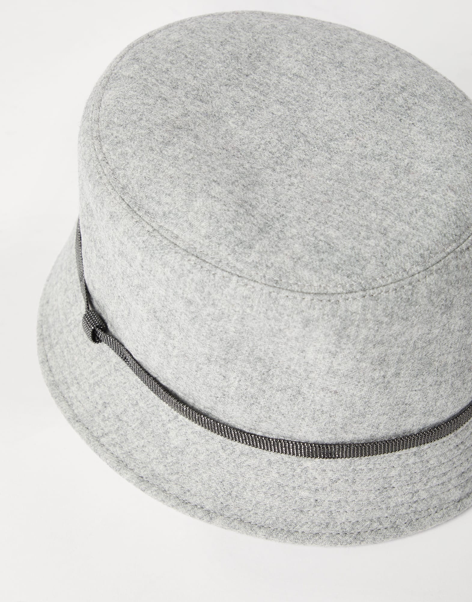 Virgin wool and cashmere flannel bucket hat with shiny band - 2