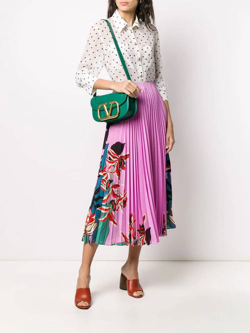 Valentino floral print pleated skirt outlook