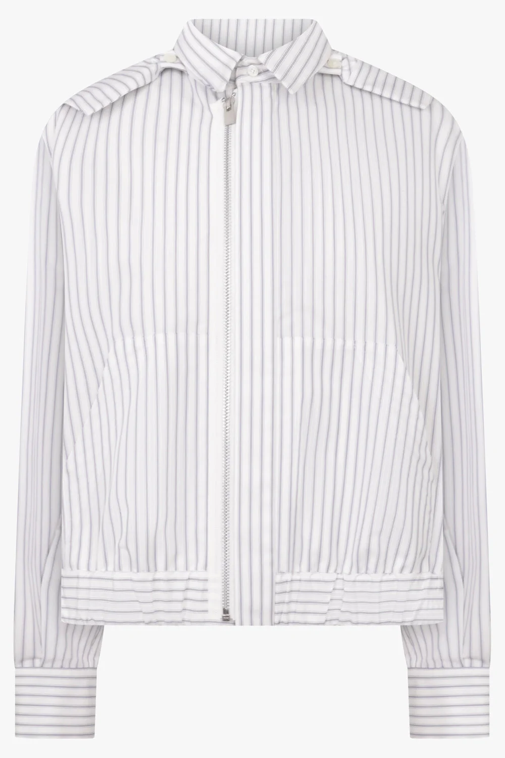 ZIP HOODIE X STRIPE SHIRT | OFF WHITE - 1