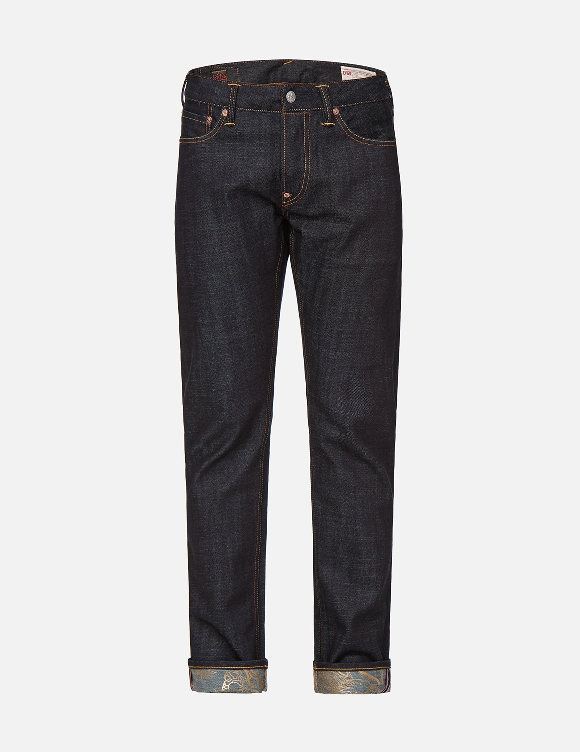BROCADE SEAGULL AND KAMON APPLIQUÉ SLIM STRAIGHT FIT JEANS #2010 - 1