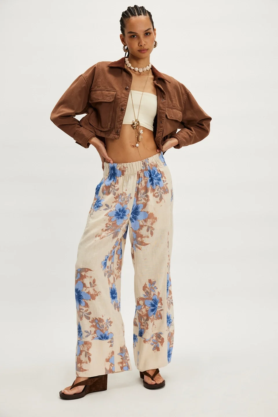 Day's End Linen Printed Pull-On Pants - 1