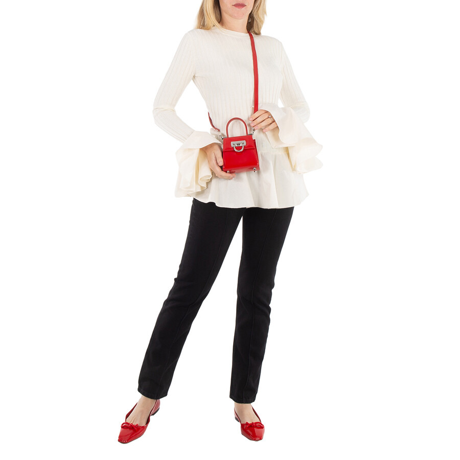 Ferragamo Ladies Red Micro Iconic Top Handle Bag - 3