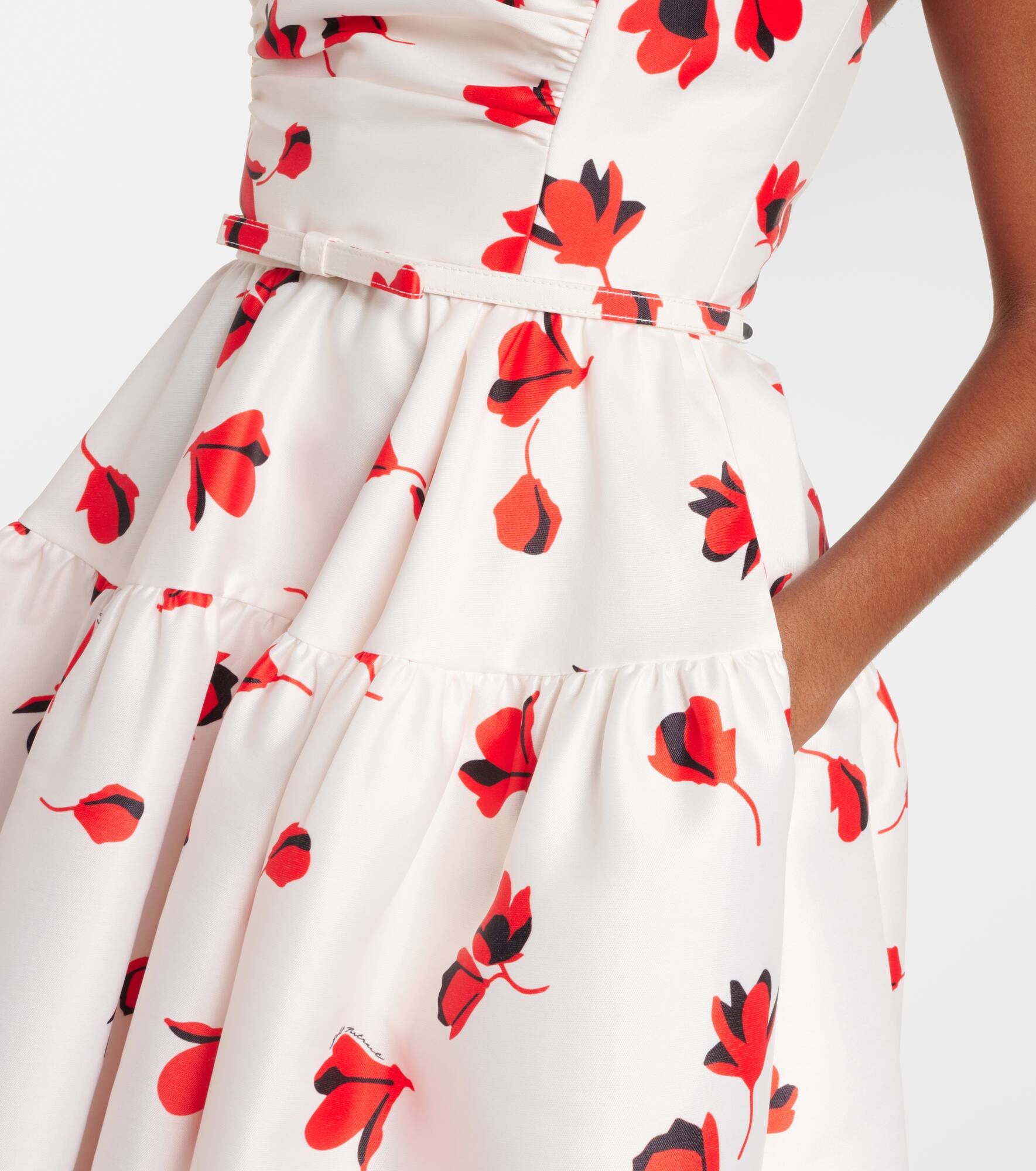 Floral ruched taffeta midi dress - 5