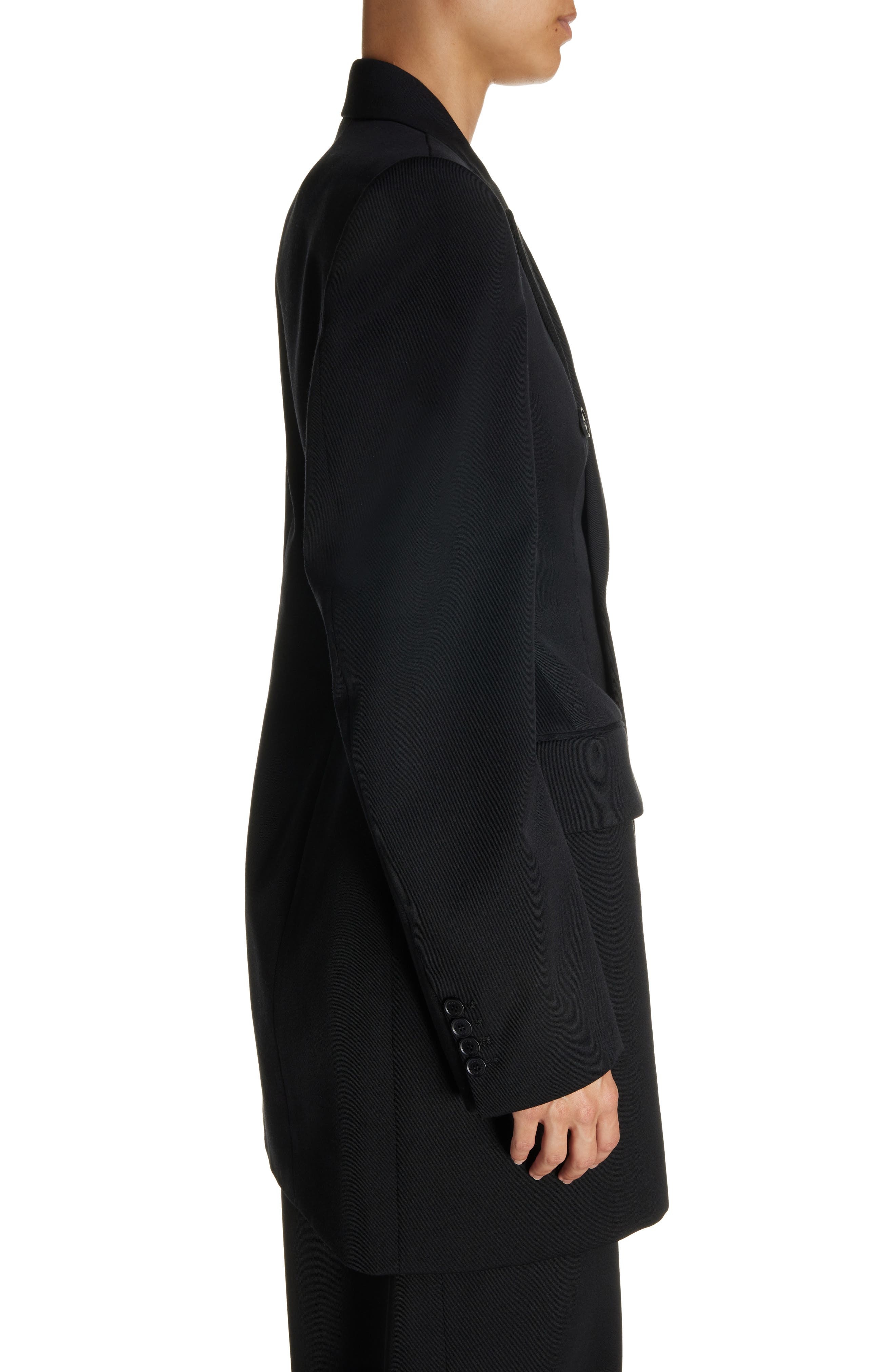 Clinched Hourglass Double Breasted Wool Gabardine Blazer - 3