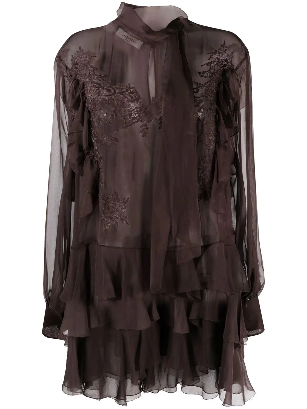 floral-lace silk blouse - 1