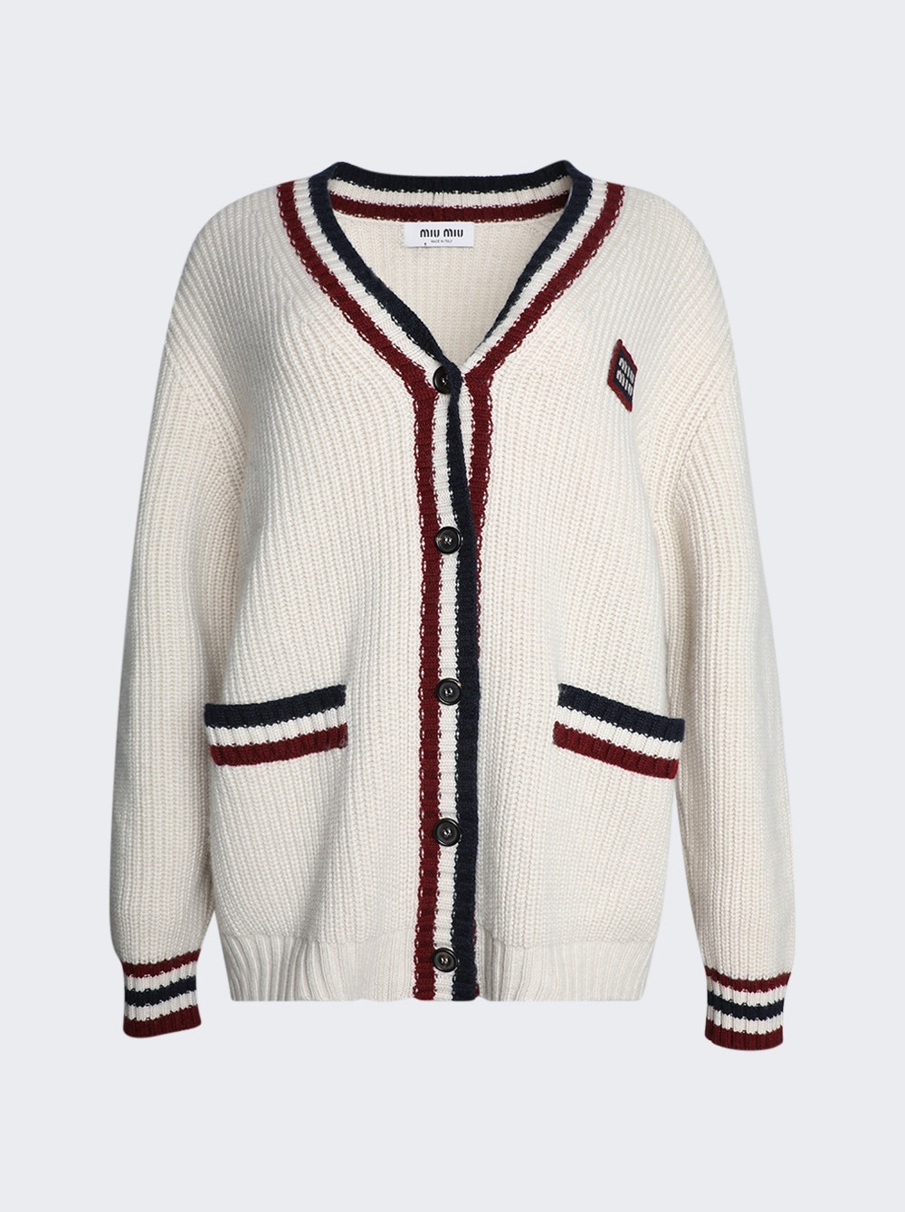 トップス miumiu/layered knit cardigan Miu Miu: Women's Zipper Cardigan (Beige) | DSMNY E-SHOP