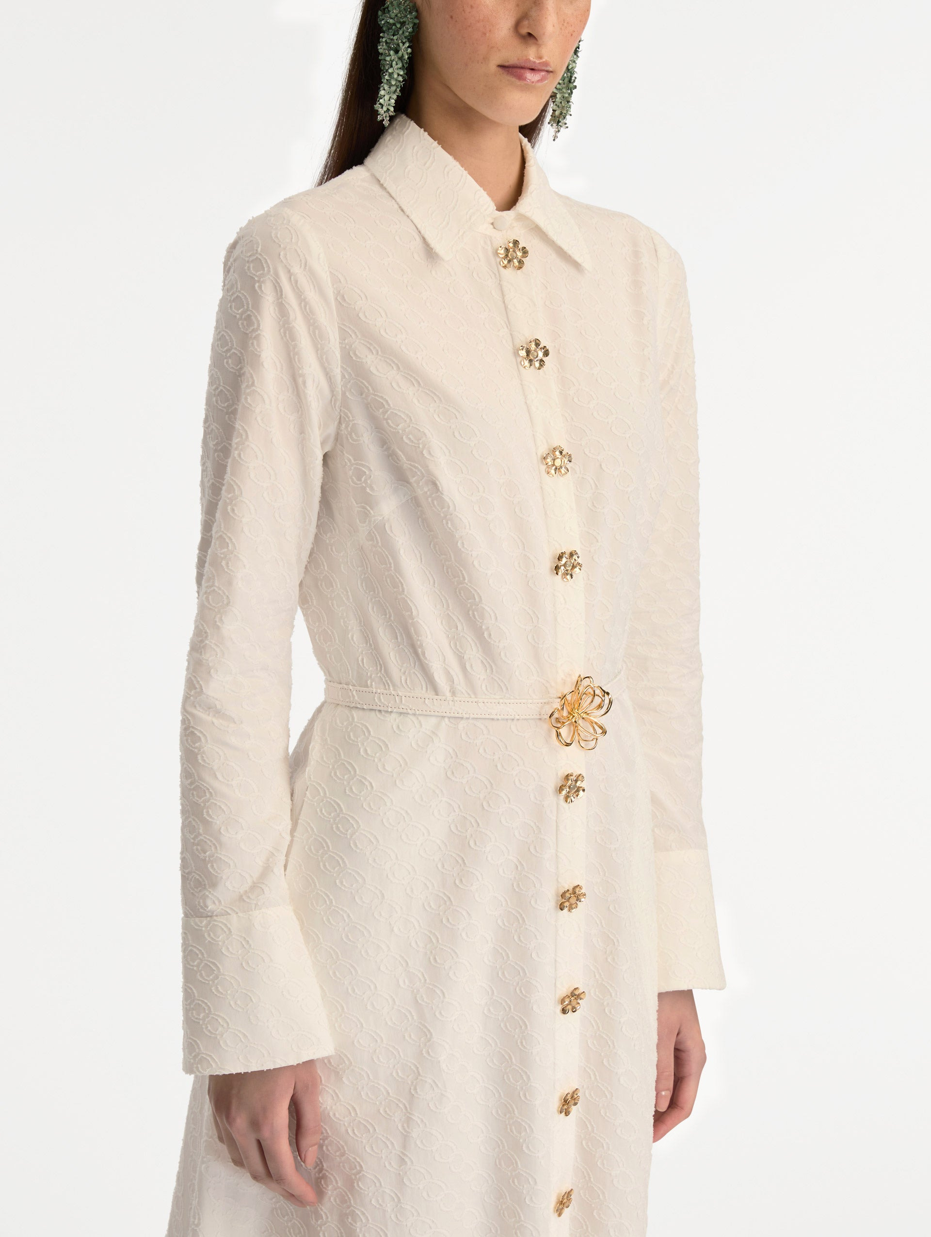 OSCAR CHAIN-LINK COTTON POPLIN CAFTAN - 5