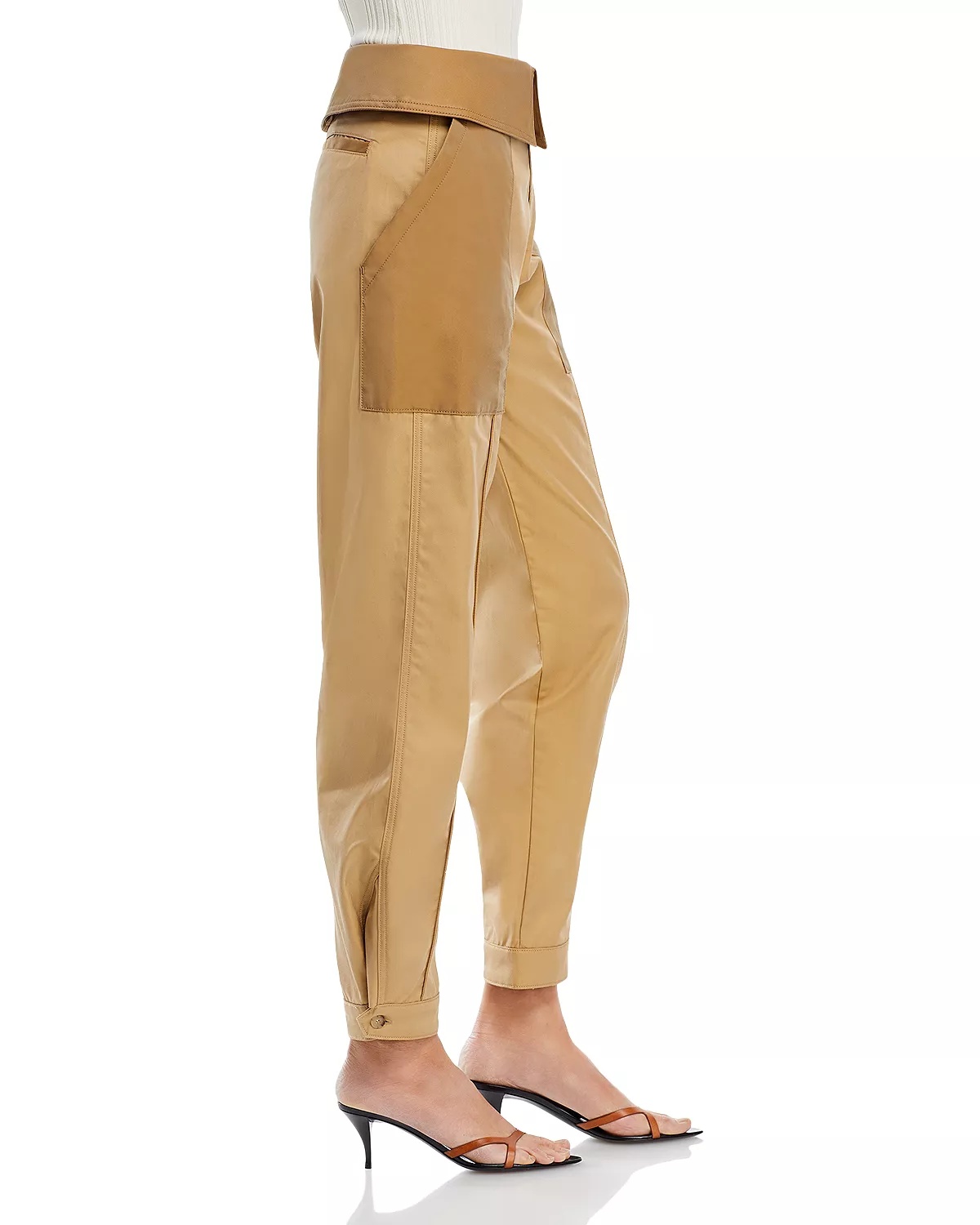 Foldover Waist Cotton Pants - 4