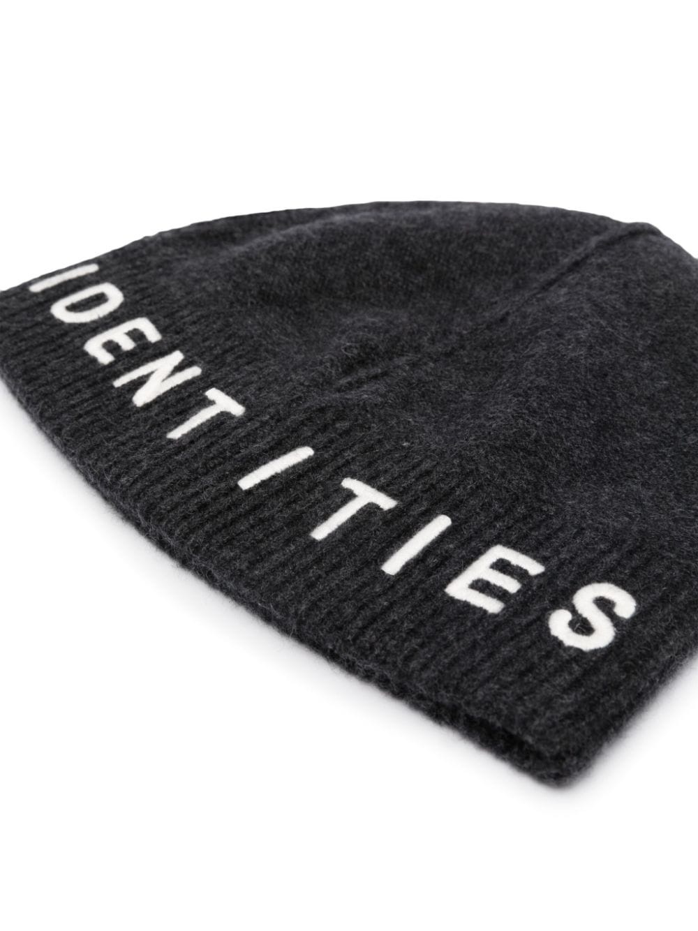slogan-embroidered ribbed-knit beanie - 2