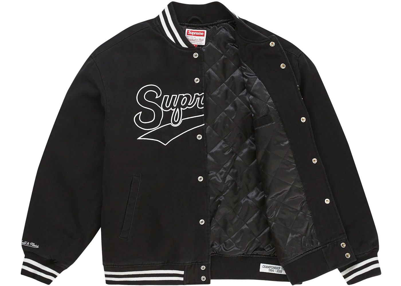 Supreme Mitchell & Ness Doughboy Twill Varsity Jacket Black - 2
