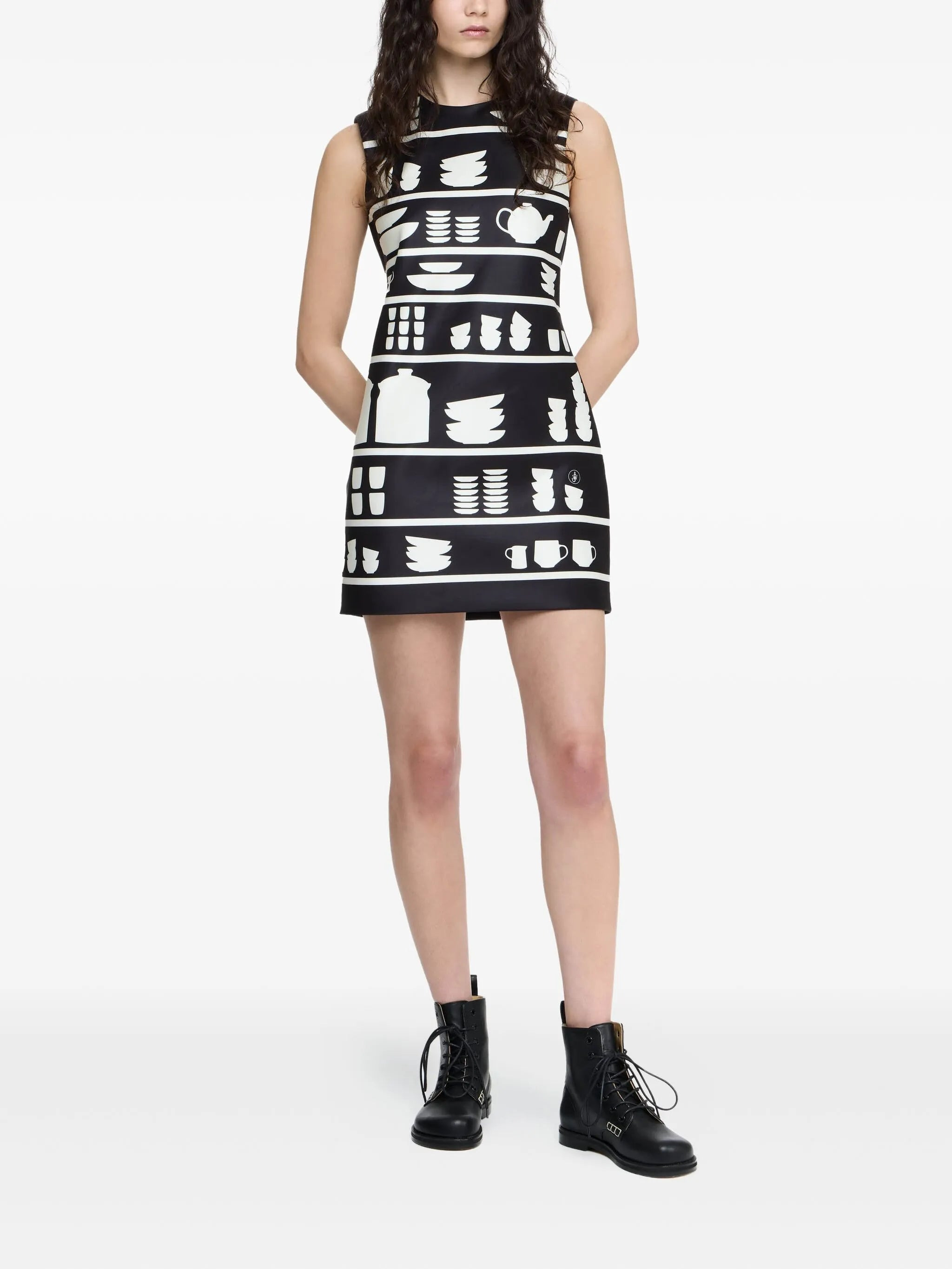 pottery-print mini dress - 2