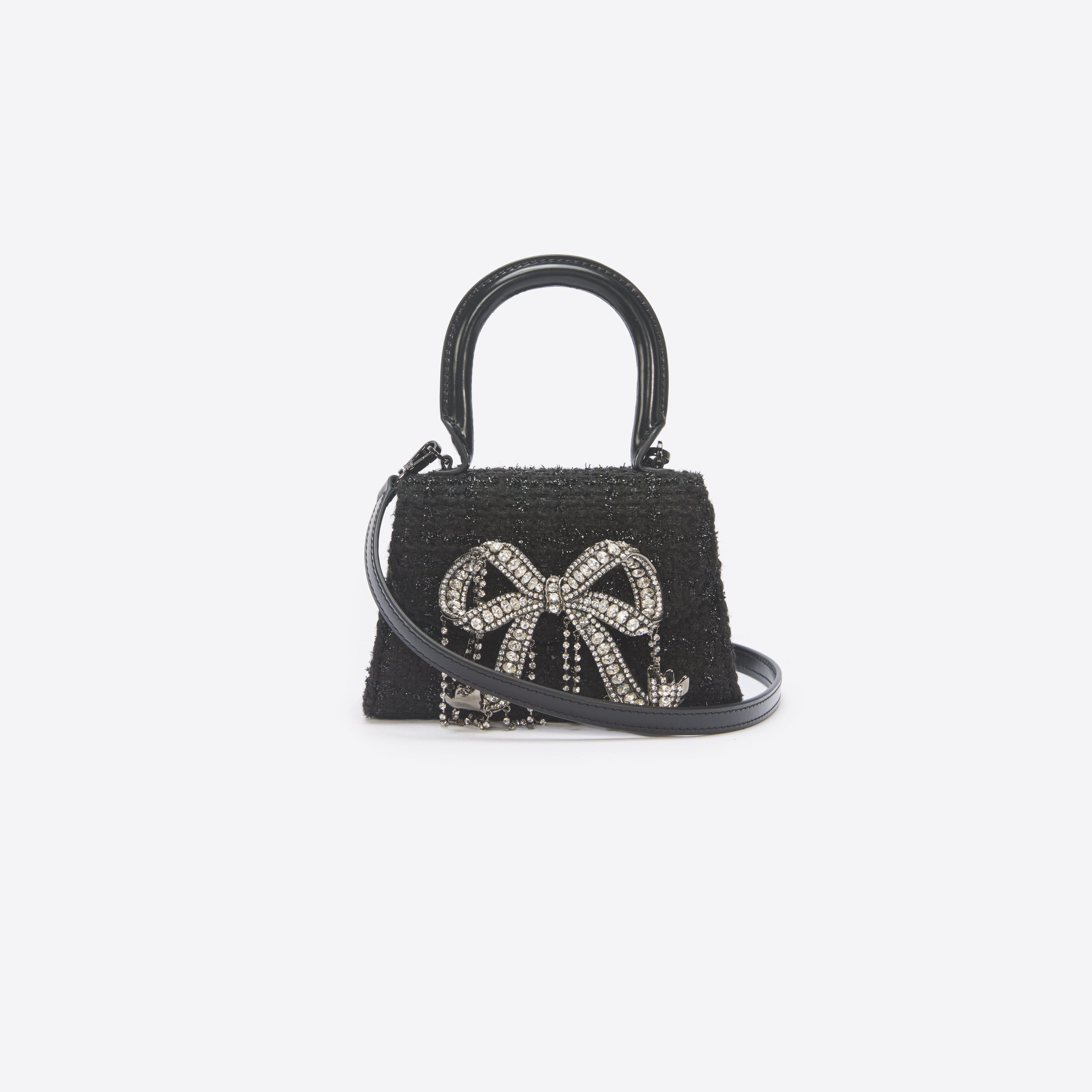 Black Boucle Micro Bow Bag - 4