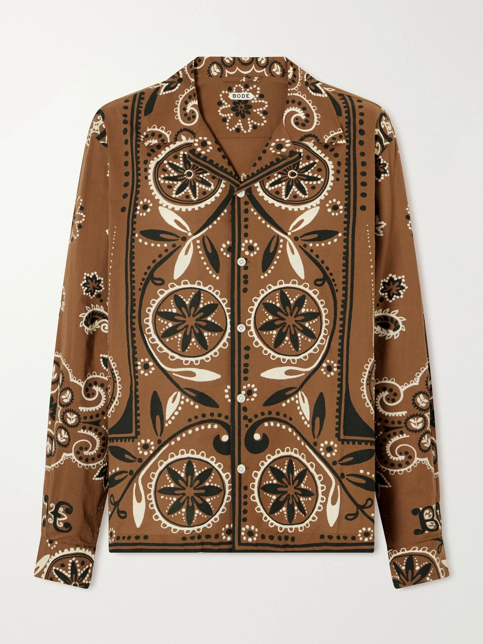 Bandana paisley-print cotton shirt Brown - 1
