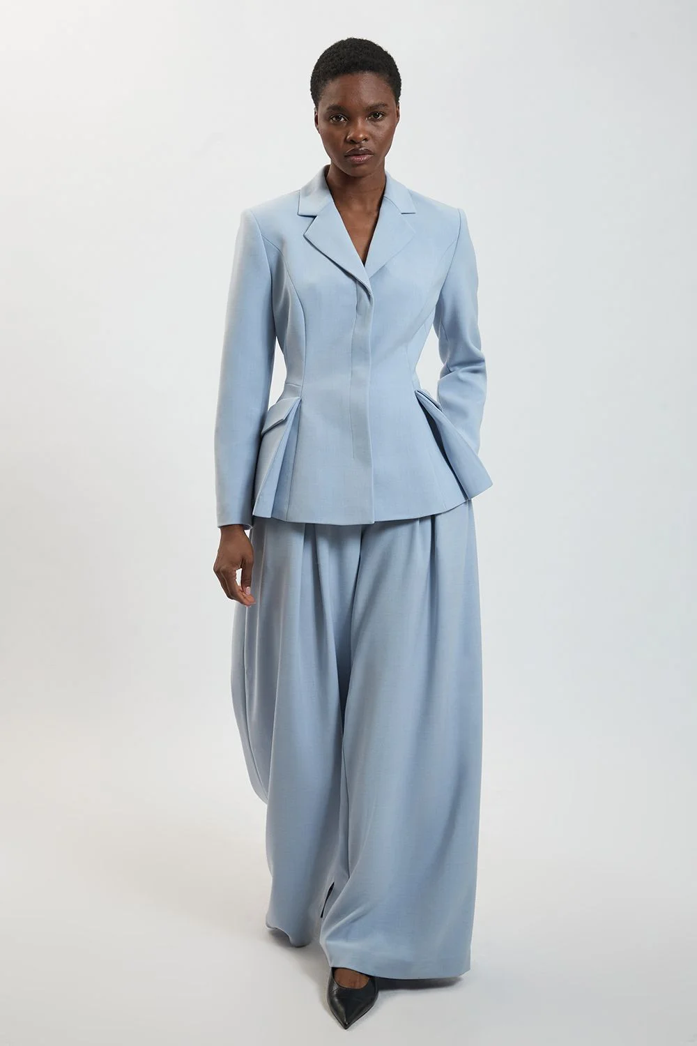 Polished Pleat Wide Leg Tailored Trouser - 1