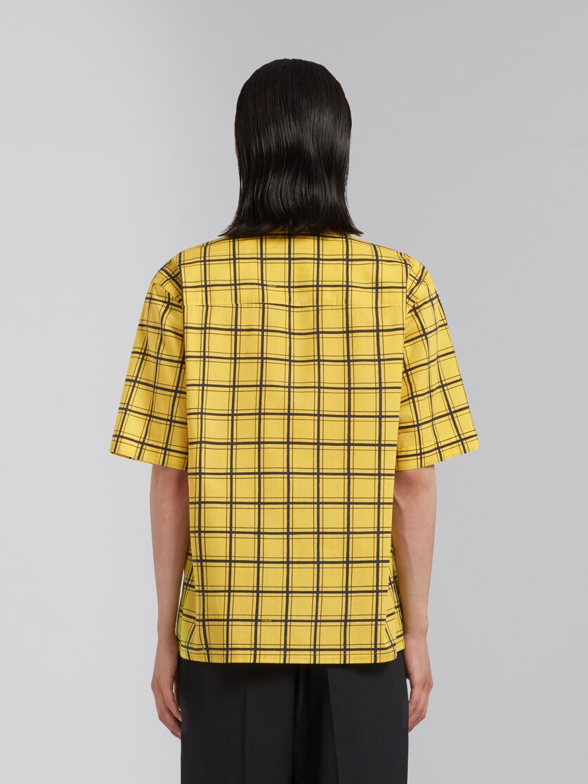 YELLOW CHECKED POPLIN BOWLING SHIRT - 3