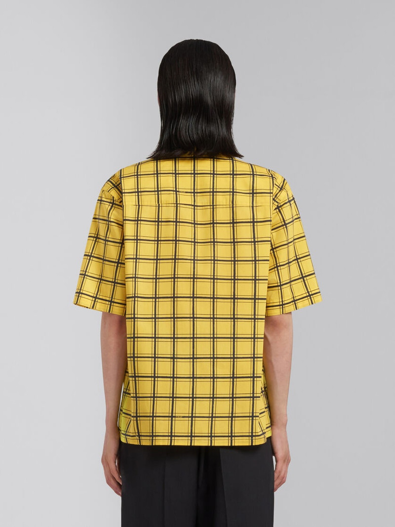 YELLOW CHECKED POPLIN BOWLING SHIRT 3