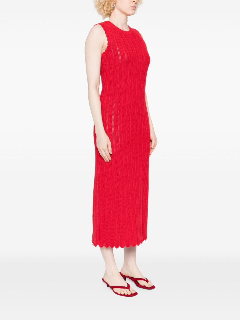 scalloped-trim midi dress - 3