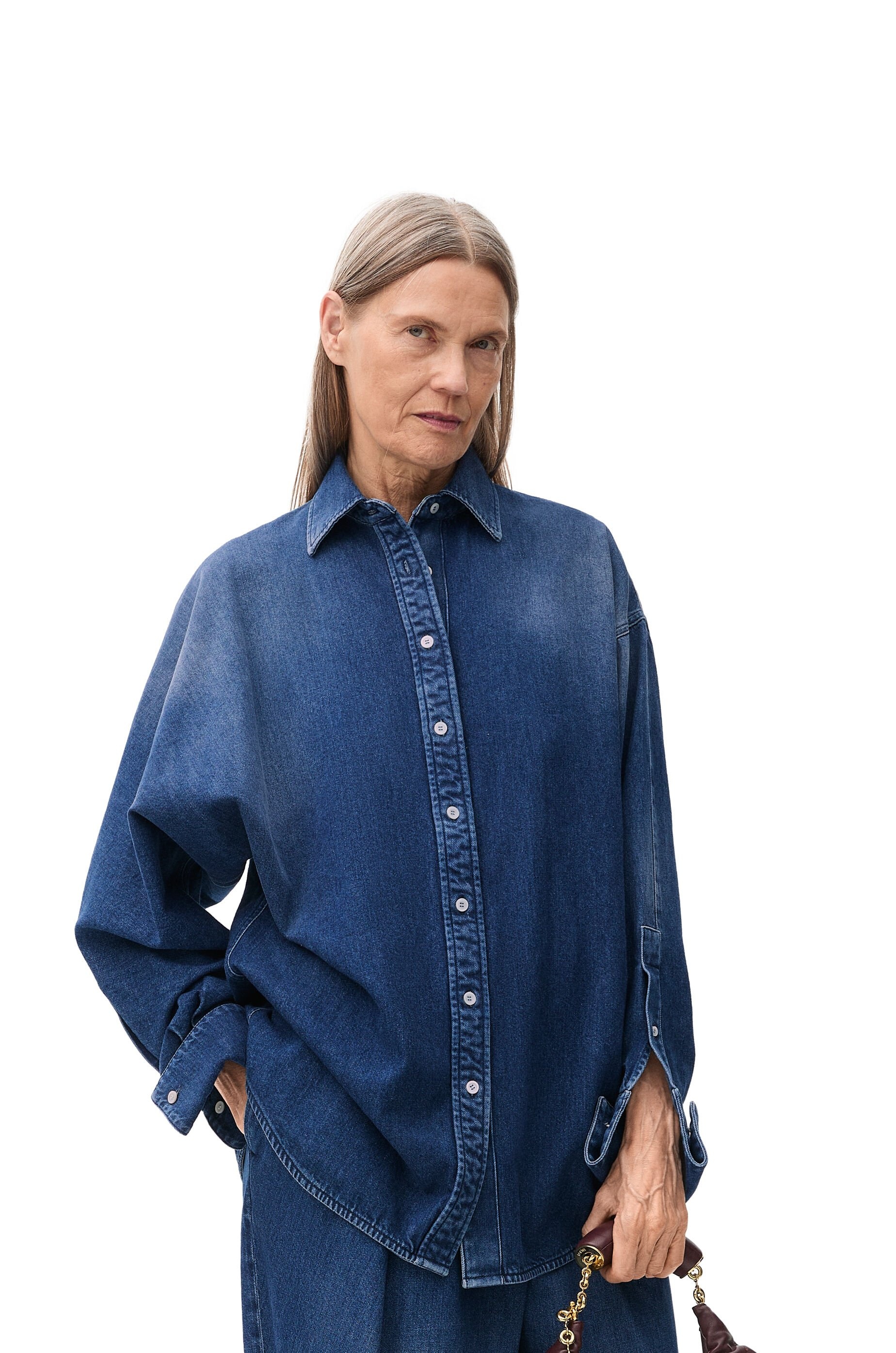 Draped shirt in denim - 3